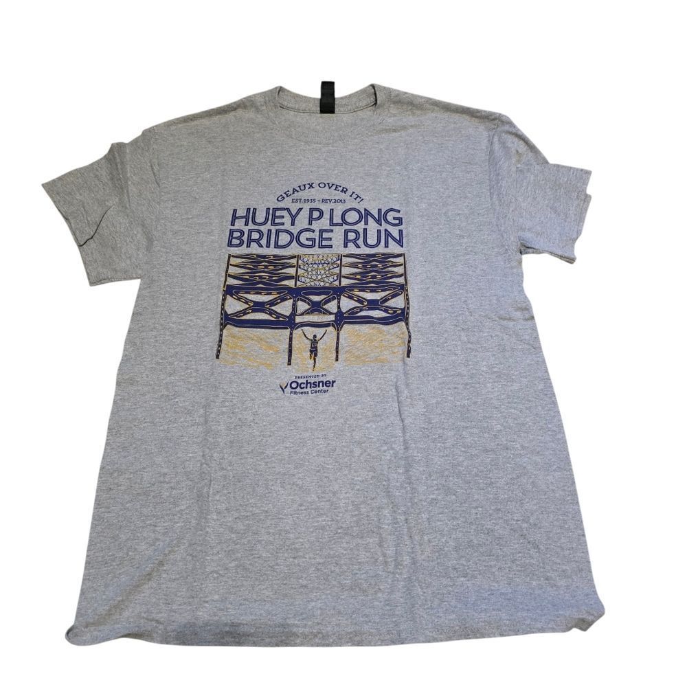 Gray Huey P Long Bridge Run T-Shirt